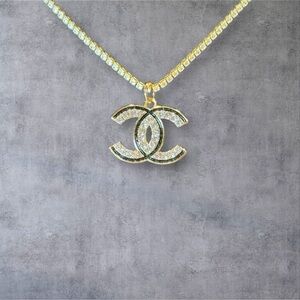 Upcycled Gold, Black and Silver Pendant Necklace